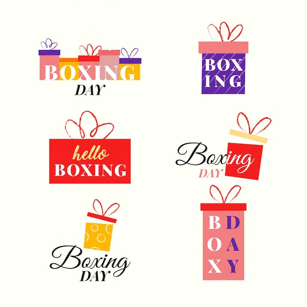 Vettore gratuito collezione di badge vendita boxing day disegnati a mano