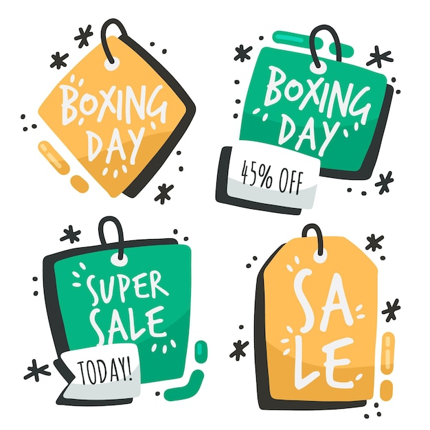 Collezione di badge vendita boxing day disegnati a mano