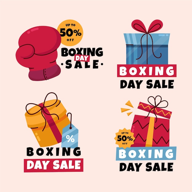 Collezione di badge vendita boxing day disegnati a mano