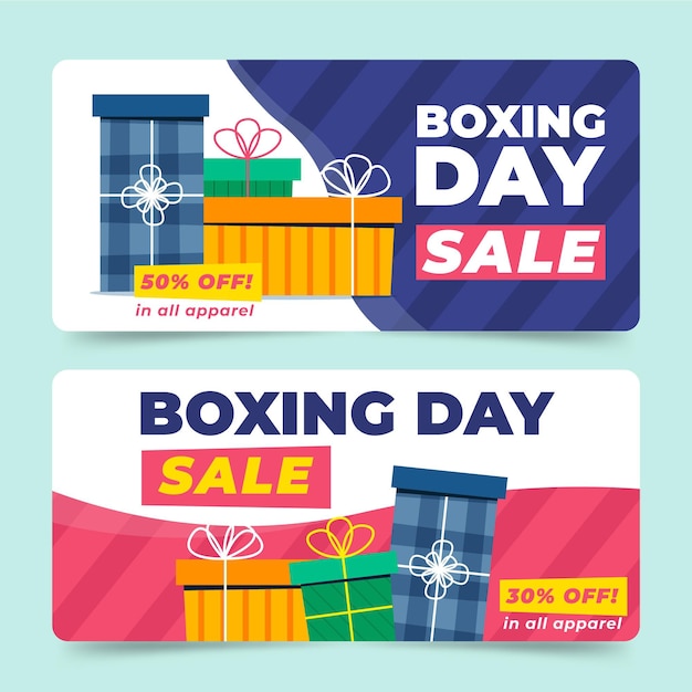 Vettore gratuito banner di vendita di boxe day disegnati a mano