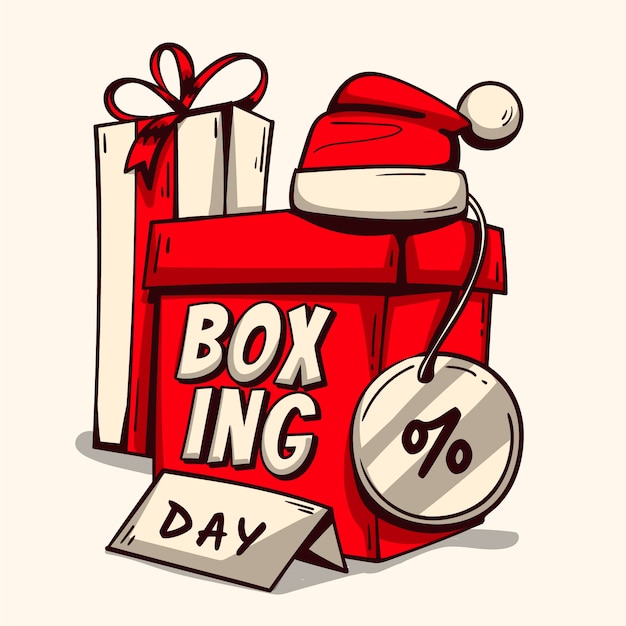 Hand drawn boxing day sale illustration