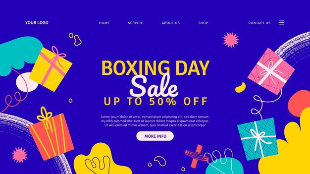 Hand drawn boxing day sale landing page template