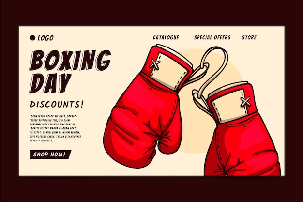 Free vector hand drawn boxing day sale landing page template