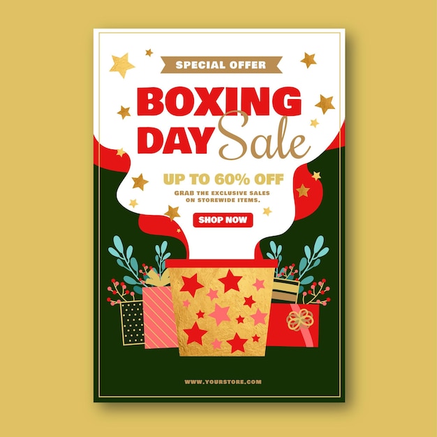 Free vector hand drawn boxing day sale vertical poster template