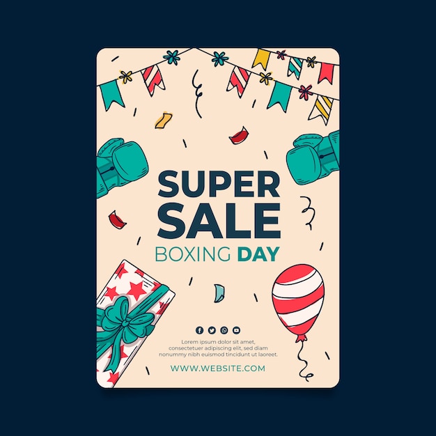 Free vector hand drawn boxing day sale vertical poster template