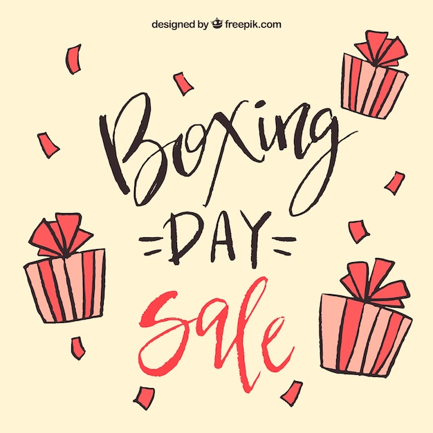 Free vector hand drawn boxing day sales background