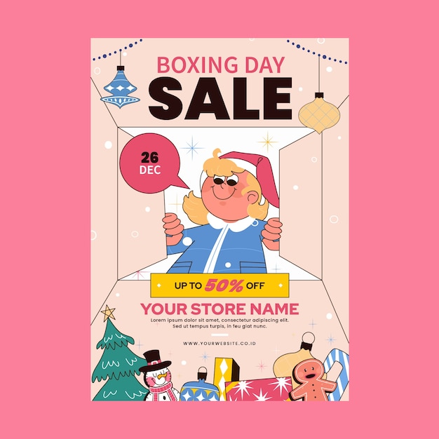 Free vector hand drawn boxing day vertical poster template