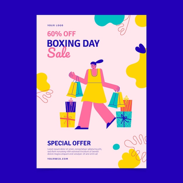 hand drawn boxing day vertical sale poster template