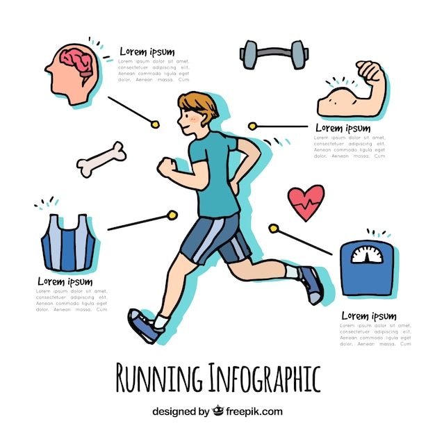 Vettore gratuito ragazzo disegnato a mano in esecuzione infografica