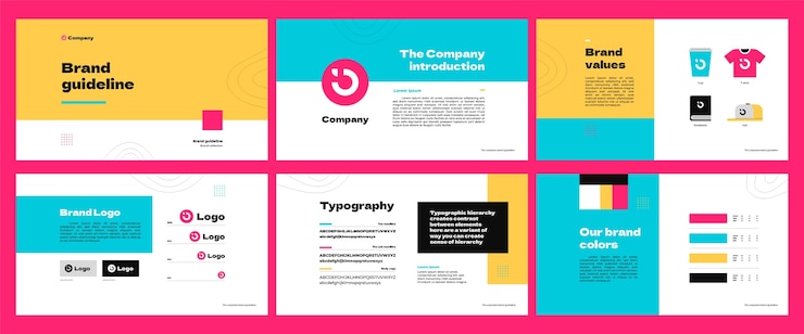 Free Vector hand drawn brand manual presentation