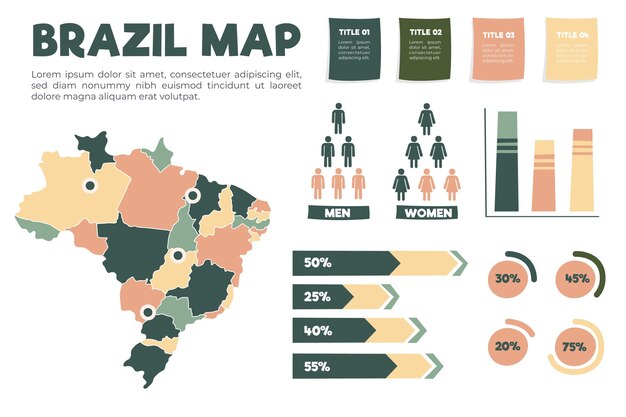 손으로 그린 브라질지도 infographic