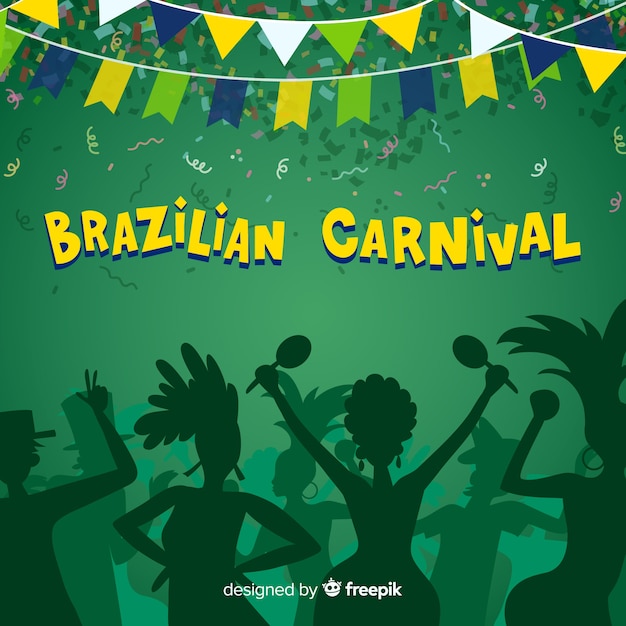 Vettore gratuito fondo di carnevale brasiliano disegnato a mano