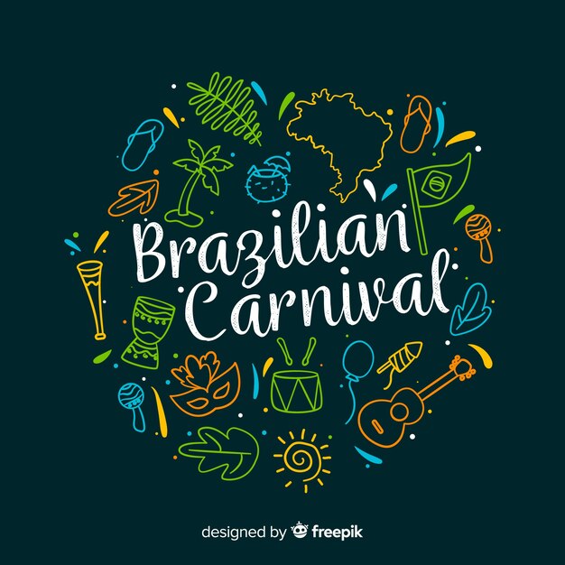 Hand drawn brazilian carnival background