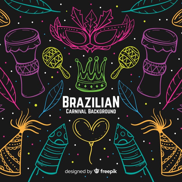 Hand drawn brazilian carnival background 