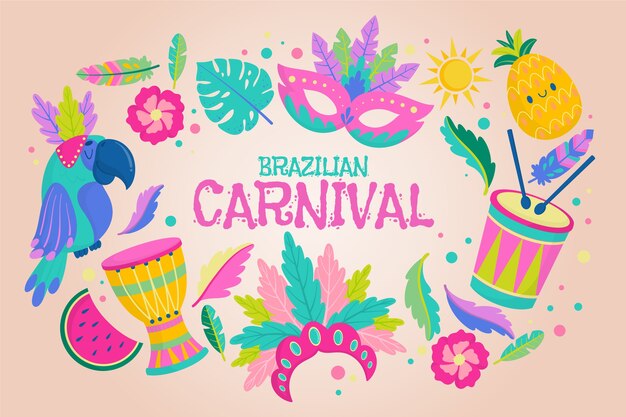 Hand drawn brazilian carnival concept