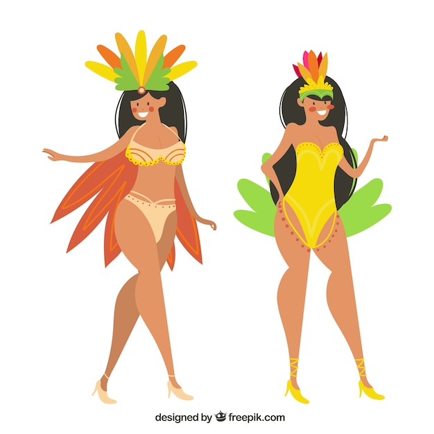 Hand drawn brazilian carnival dancer collection