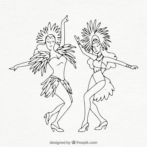 Free vector hand drawn brazilian carnival dancer collection