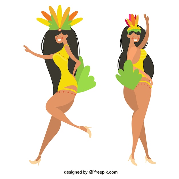 Free vector hand drawn brazilian carnival dancer collection