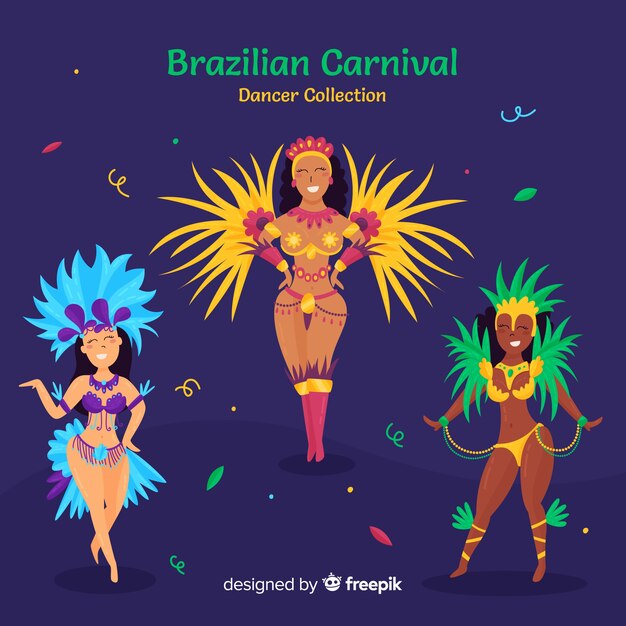 Hand drawn brazilian carnival dancer collection
