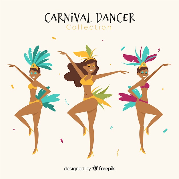 Коллекция рисованной бразильский карнавал танцовщица