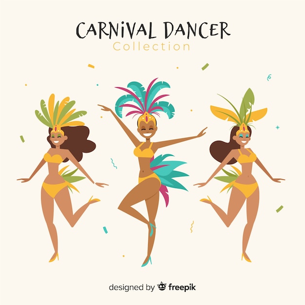 Hand drawn brazilian carnival dancer collection