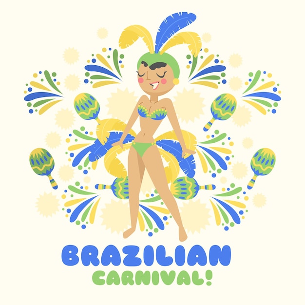 Danzatore di carnevale brasiliano disegnato a mano