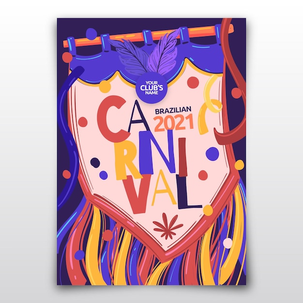 Free vector hand drawn brazilian carnival flyer template