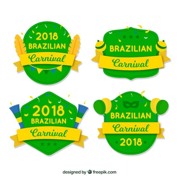 Etichetta di carnevale brasiliano disegnato a mano / collezione di badge