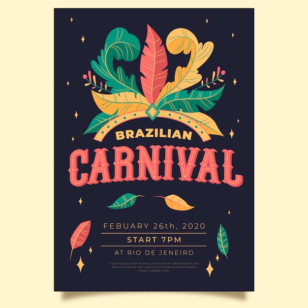 Hand drawn brazilian carnival party flyer