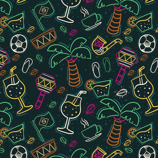 Free vector hand-drawn brazilian carnival pattern concept