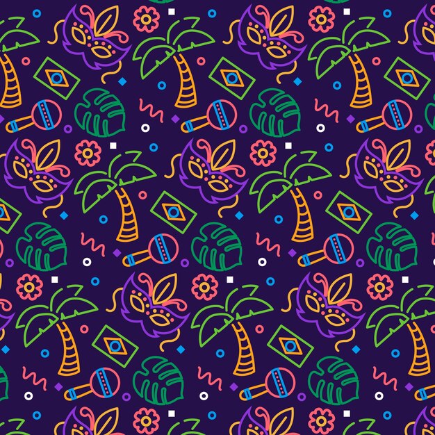 Hand-drawn brazilian carnival pattern theme