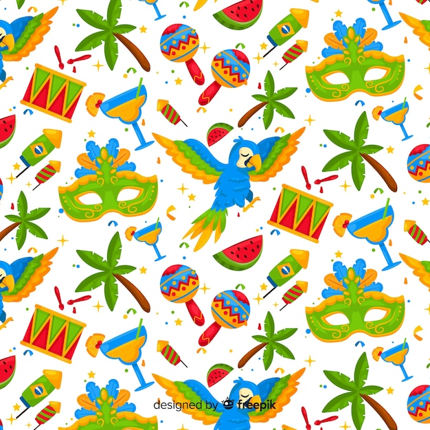 Hand drawn brazilian carnival pattern