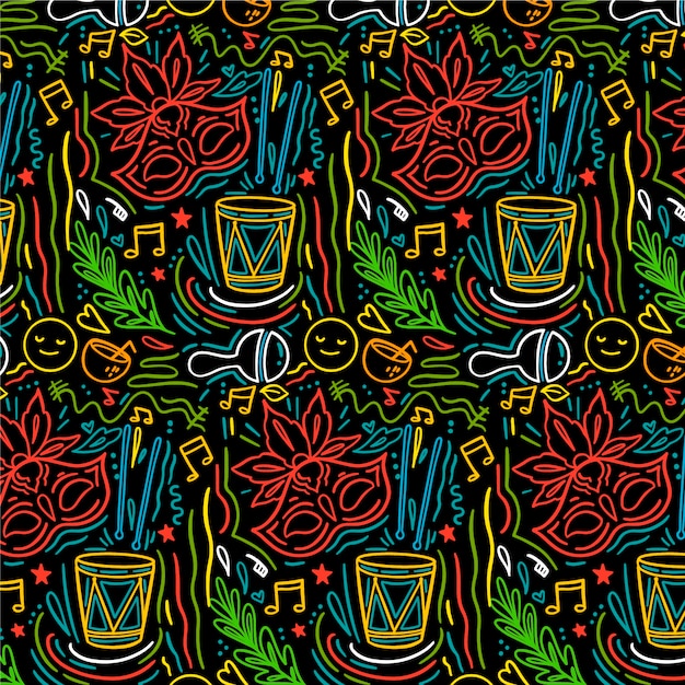 Hand drawn brazilian carnival pattern