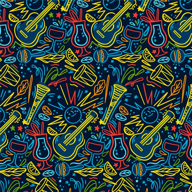 Hand drawn brazilian carnival pattern