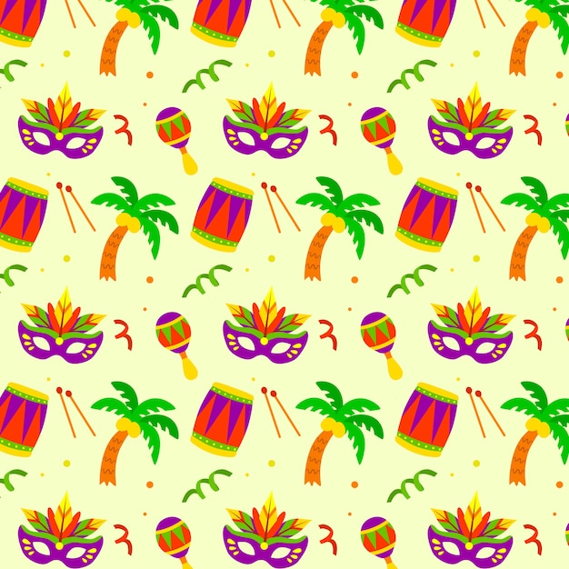 Hand drawn brazilian carnival pattern