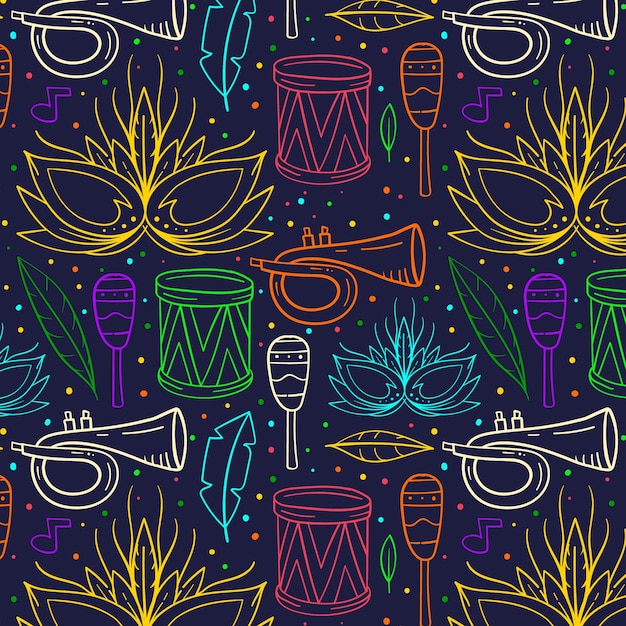 Hand drawn brazilian carnival pattern