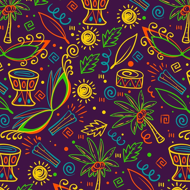 Hand drawn brazilian carnival pattern