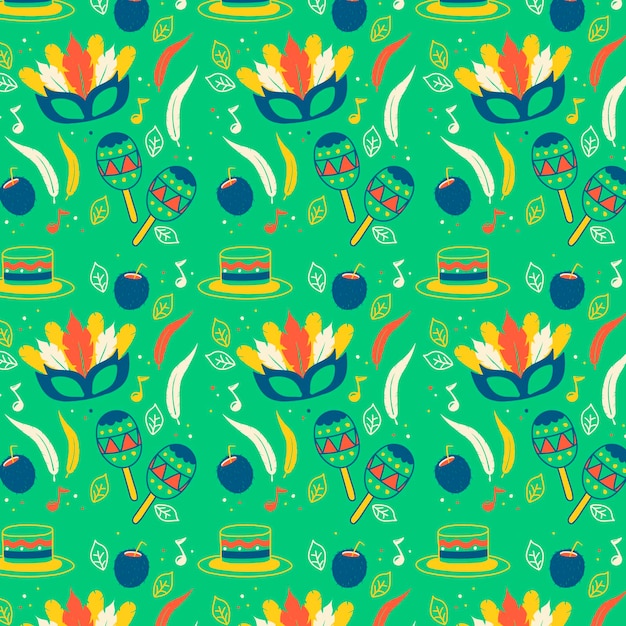 Hand drawn brazilian carnival pattern