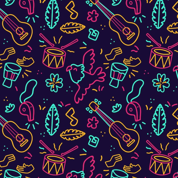 Hand drawn brazilian carnival pattern