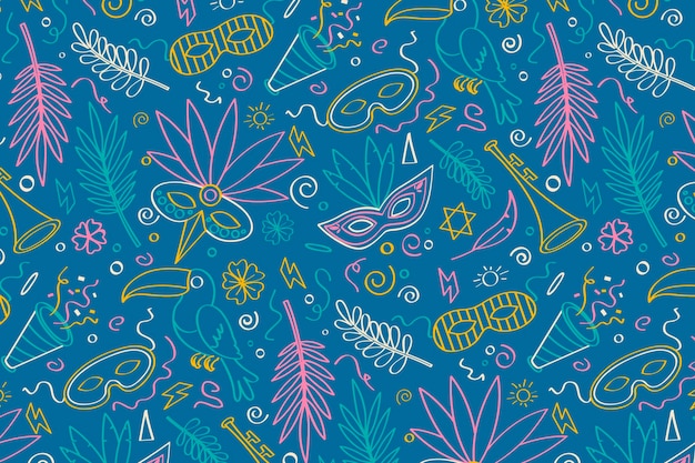 Hand drawn brazilian carnival pattern