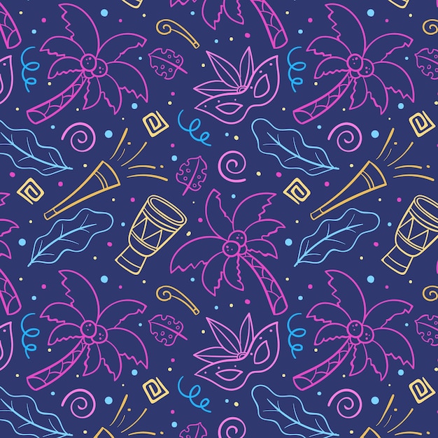 Hand drawn brazilian carnival pattern