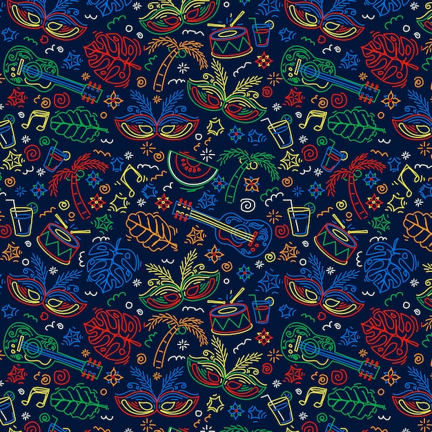 Hand drawn brazilian carnival pattern