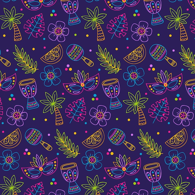 Hand drawn brazilian carnival pattern