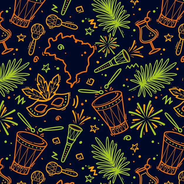 Hand drawn brazilian carnival pattern