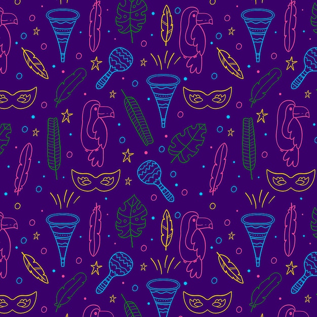 Hand drawn brazilian carnival pattern