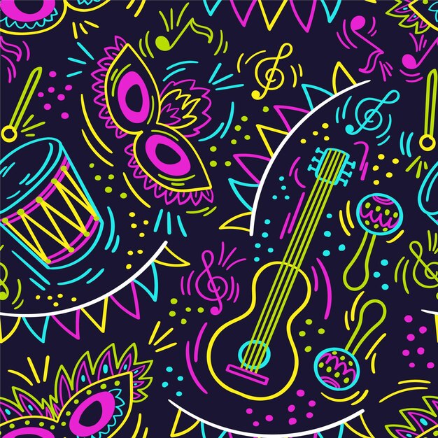 Hand drawn brazilian carnival pattern