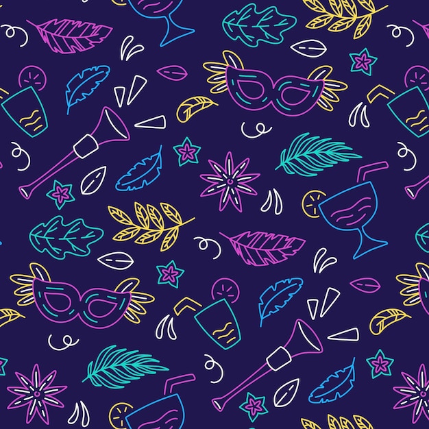 Hand drawn brazilian carnival pattern