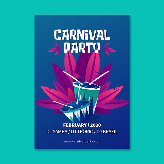 Modello di poster di carnevale brasiliano disegnato a mano