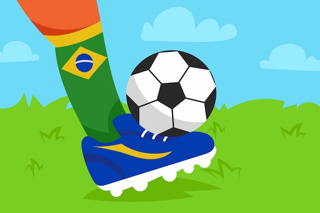 Hand drawn brazilian football background