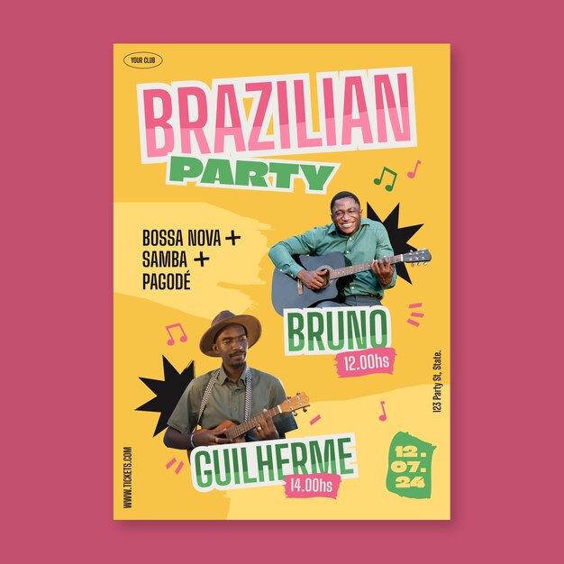 Vettore gratuito poster di una festa brasiliana disegnato a mano